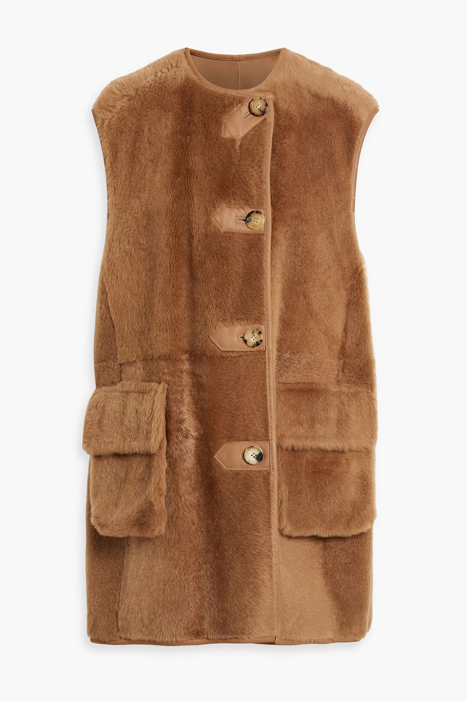 Max Mara Effige Reversible Shearling Vest In Brown