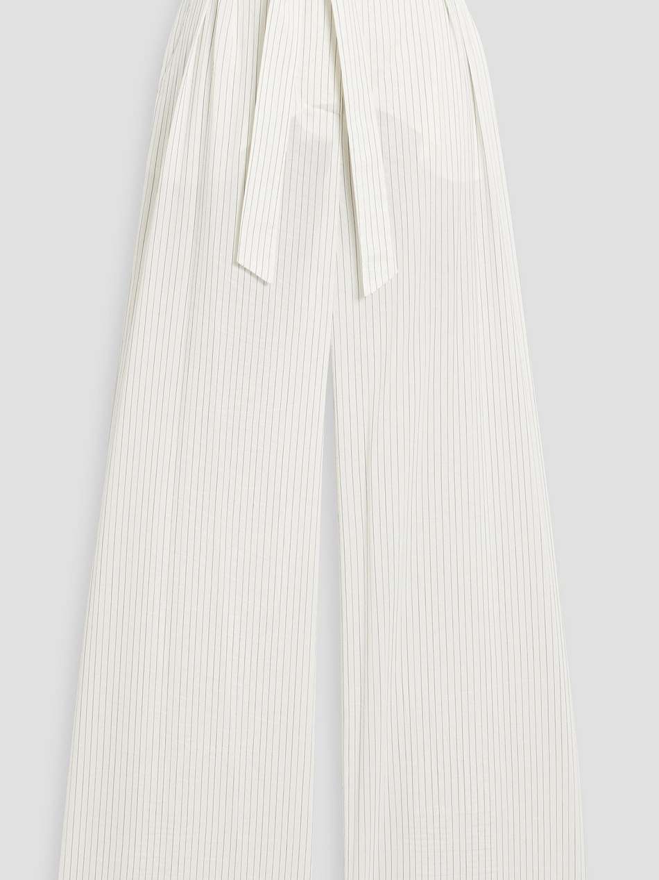 xero pinstriped cotton and silk-blend wide-leg pants