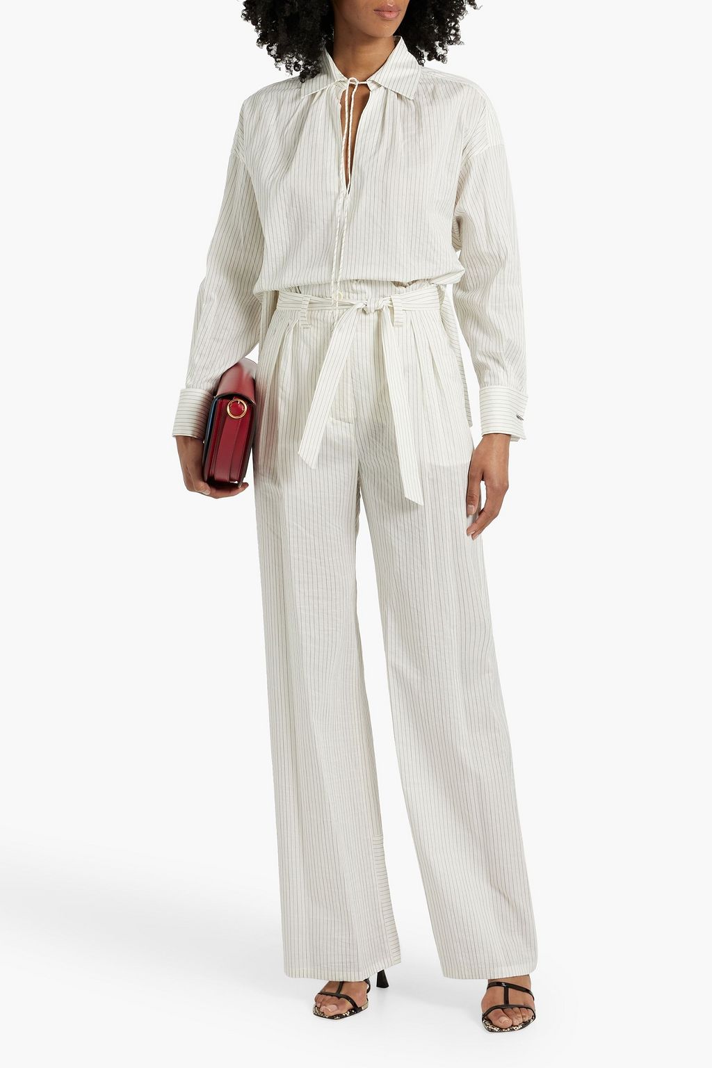 MAX MARA Saletta pinstriped cotton and silk-blend blouse