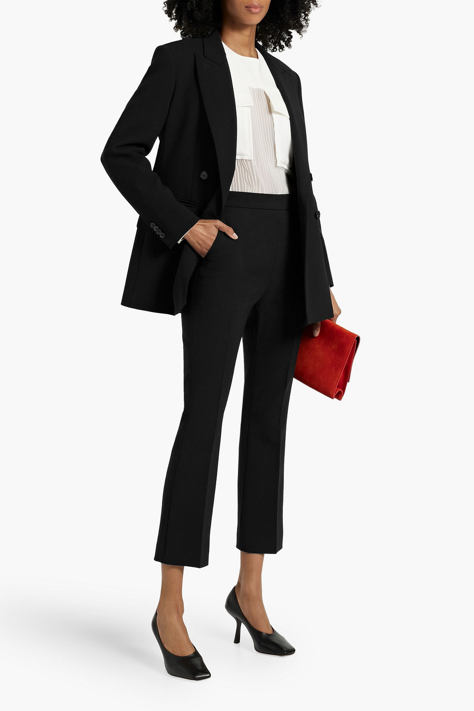 MAX MARA AERE DOUBLE-BREASTED WOOL-BLEND CREPE BLAZER