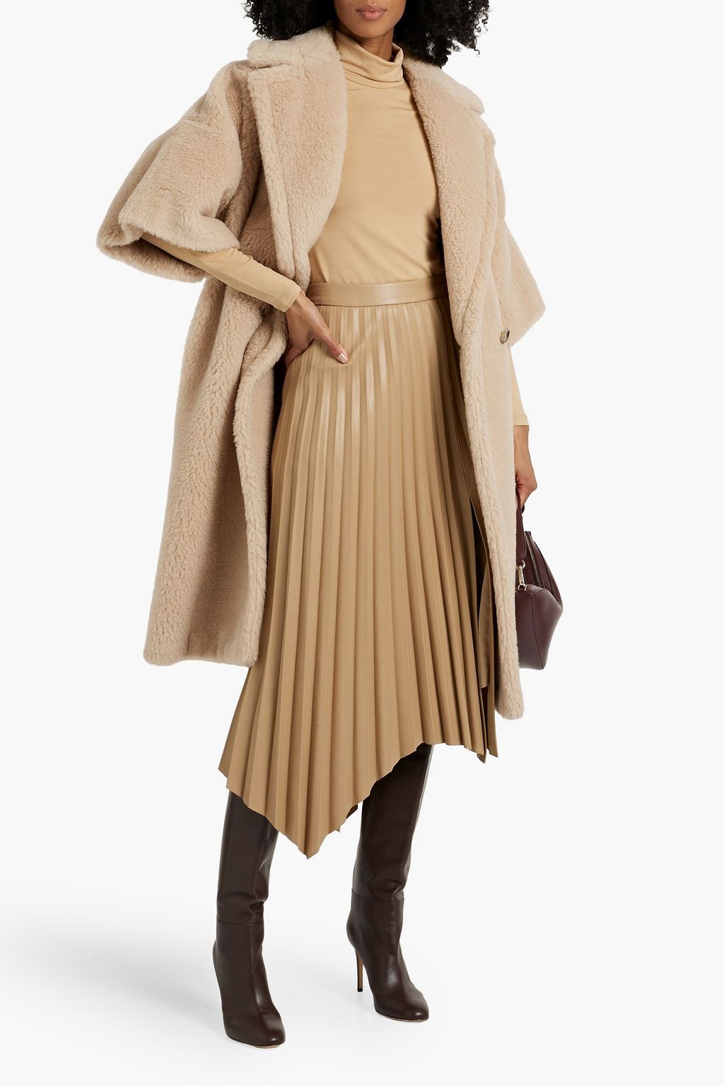 MAX MARA Primo double-breasted camel, wool and silk-blend coat