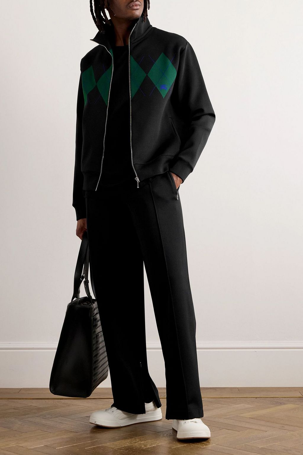 BURBERRY Argyle jacquard-knit zip-up track jacket | THE OUTNET