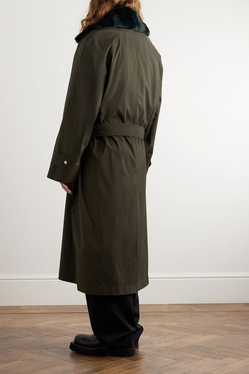 BURBERRY Plush-trimmed belted cotton-gabardine car coat | THE OUTNET
