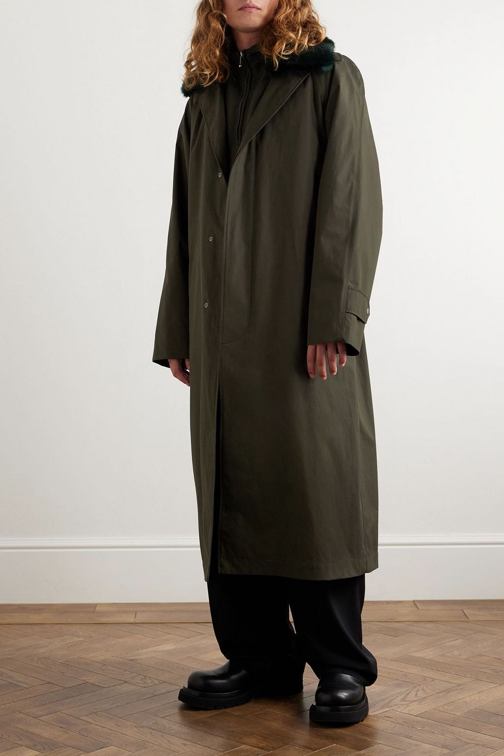 BURBERRY Plush-trimmed belted cotton-gabardine car coat | THE OUTNET