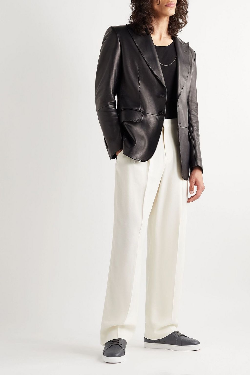 CHRISTIAN LOUBOUTIN Rantulow pebbled-leather sneakers