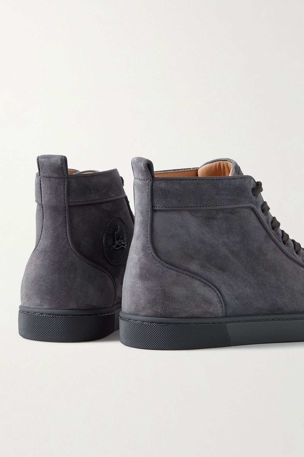 CHRISTIAN LOUBOUTIN Louis Orlato grosgrain-trimmed suede high-top sneakers