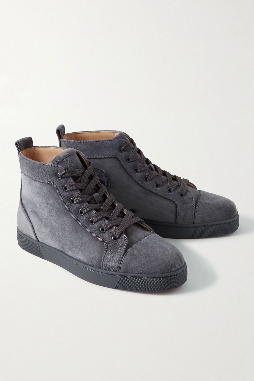 CHRISTIAN LOUBOUTIN Louis Orlato grosgrain-trimmed suede high-top sneakers