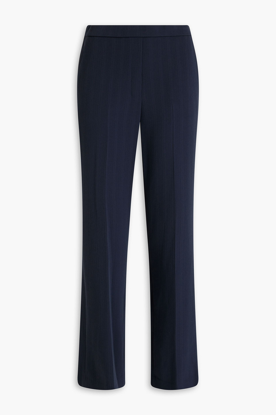 Theory Textured-crepe Slim-leg Pants In Navy