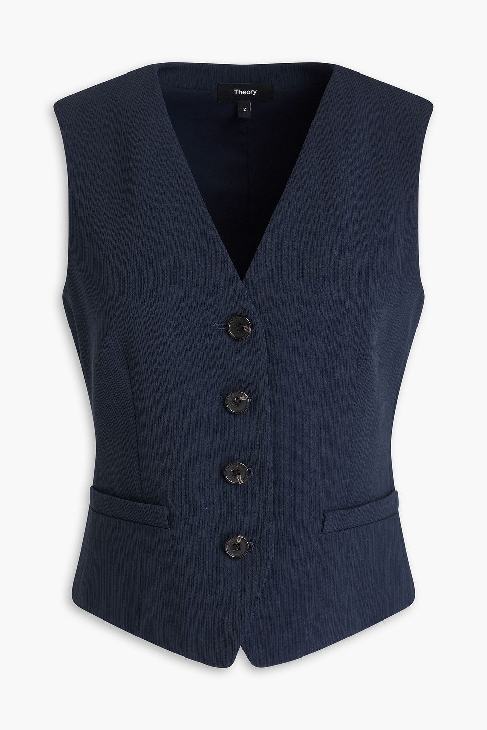 Theory Textured-crepe Waistcoat In Navy