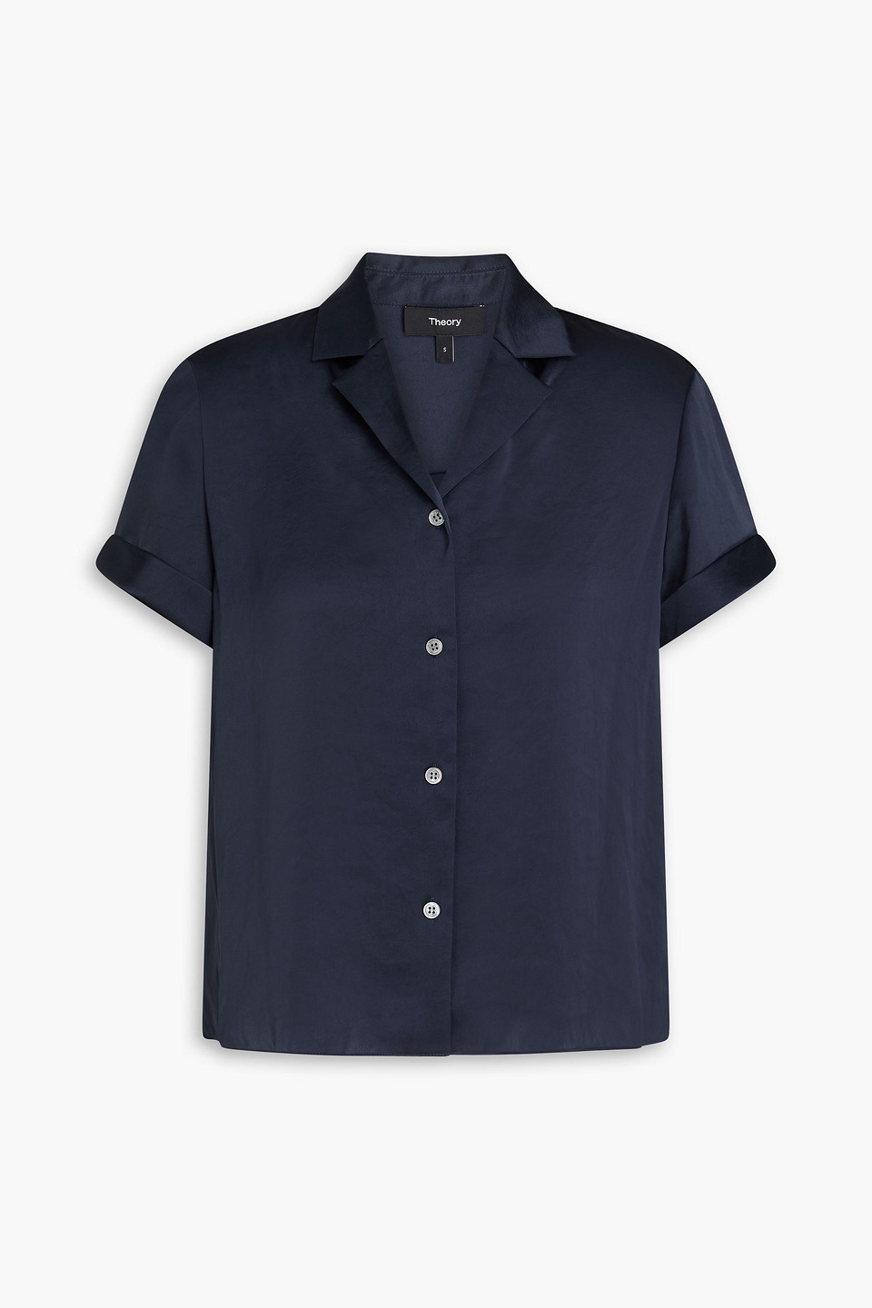Theory Satin-crepe Shirt In Midnight Blue