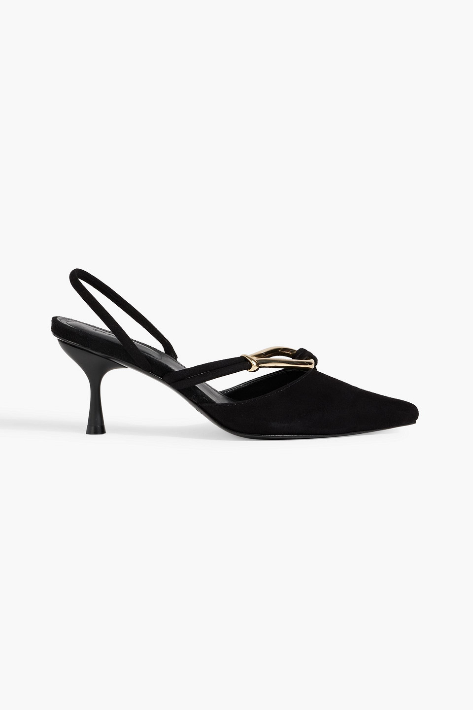 Simkhai Love Knot Embellished Suede Slingback Pumps In Black