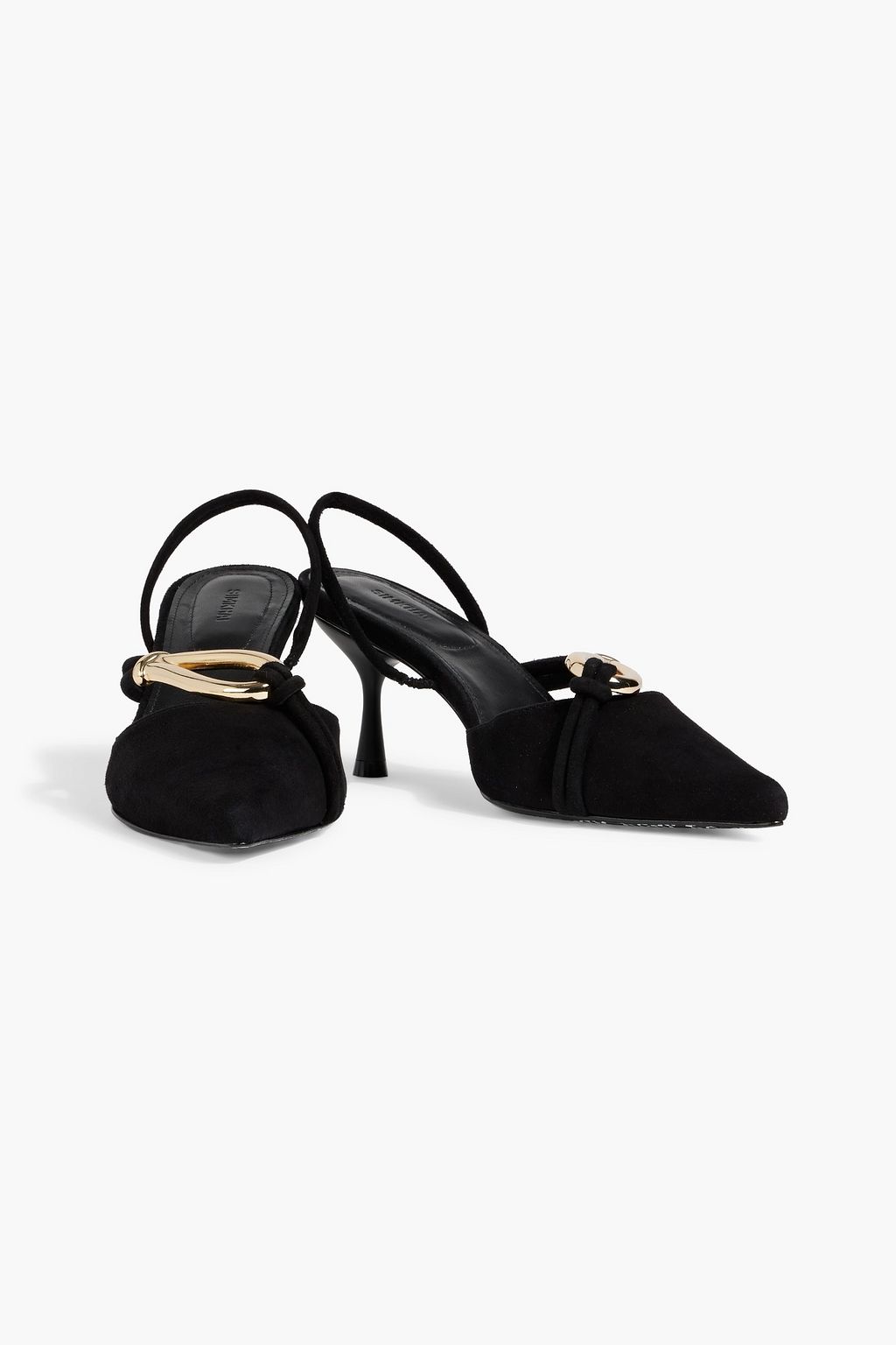 SIMKHAI Love Knot embellished suede slingback pumps