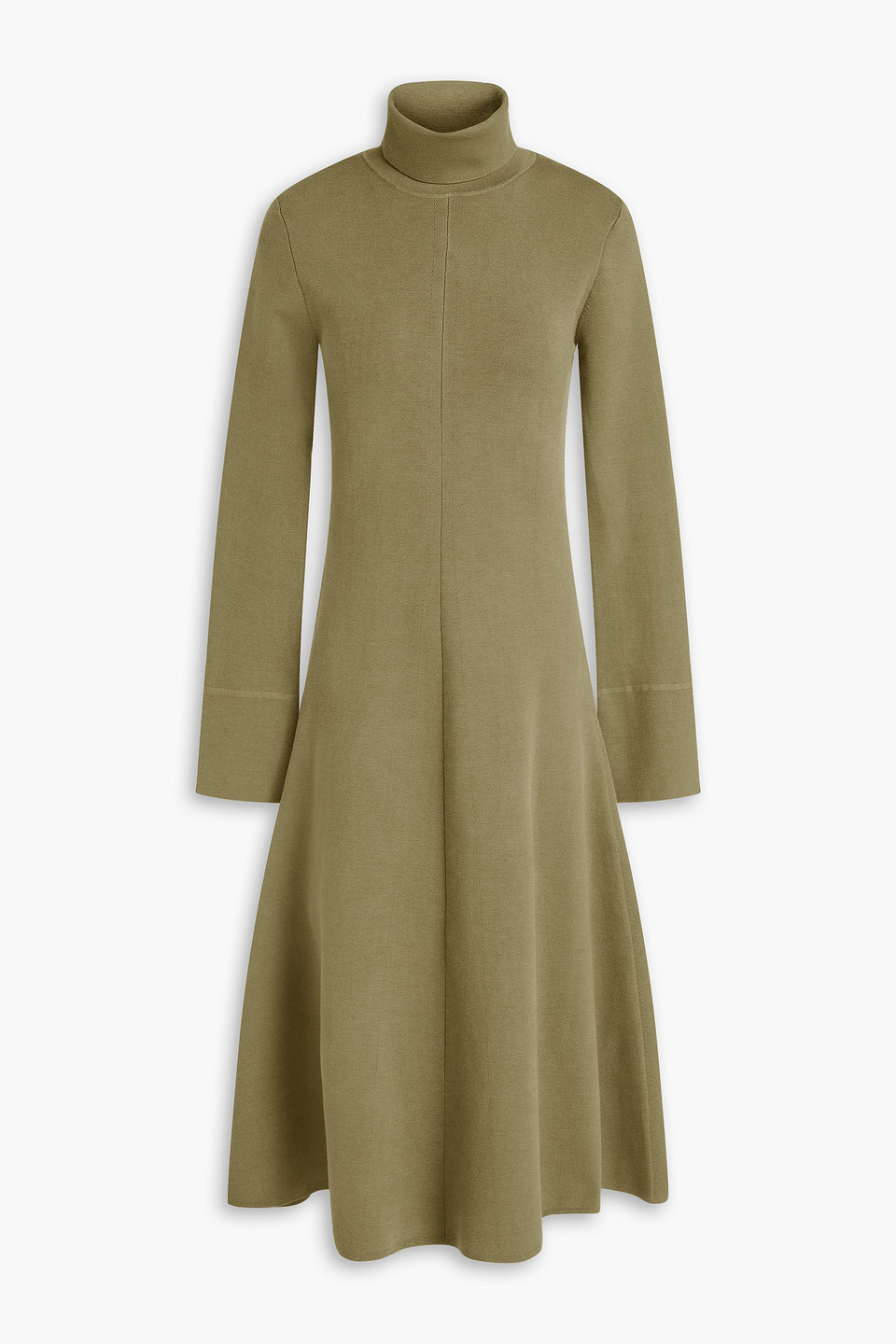 Joseph Silk-blend Turtleneck Midi Dress In Green