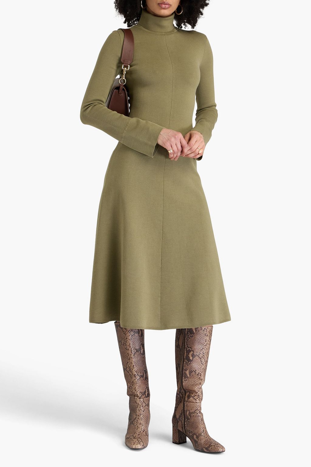 JOSEPH Silk-blend turtleneck midi dress