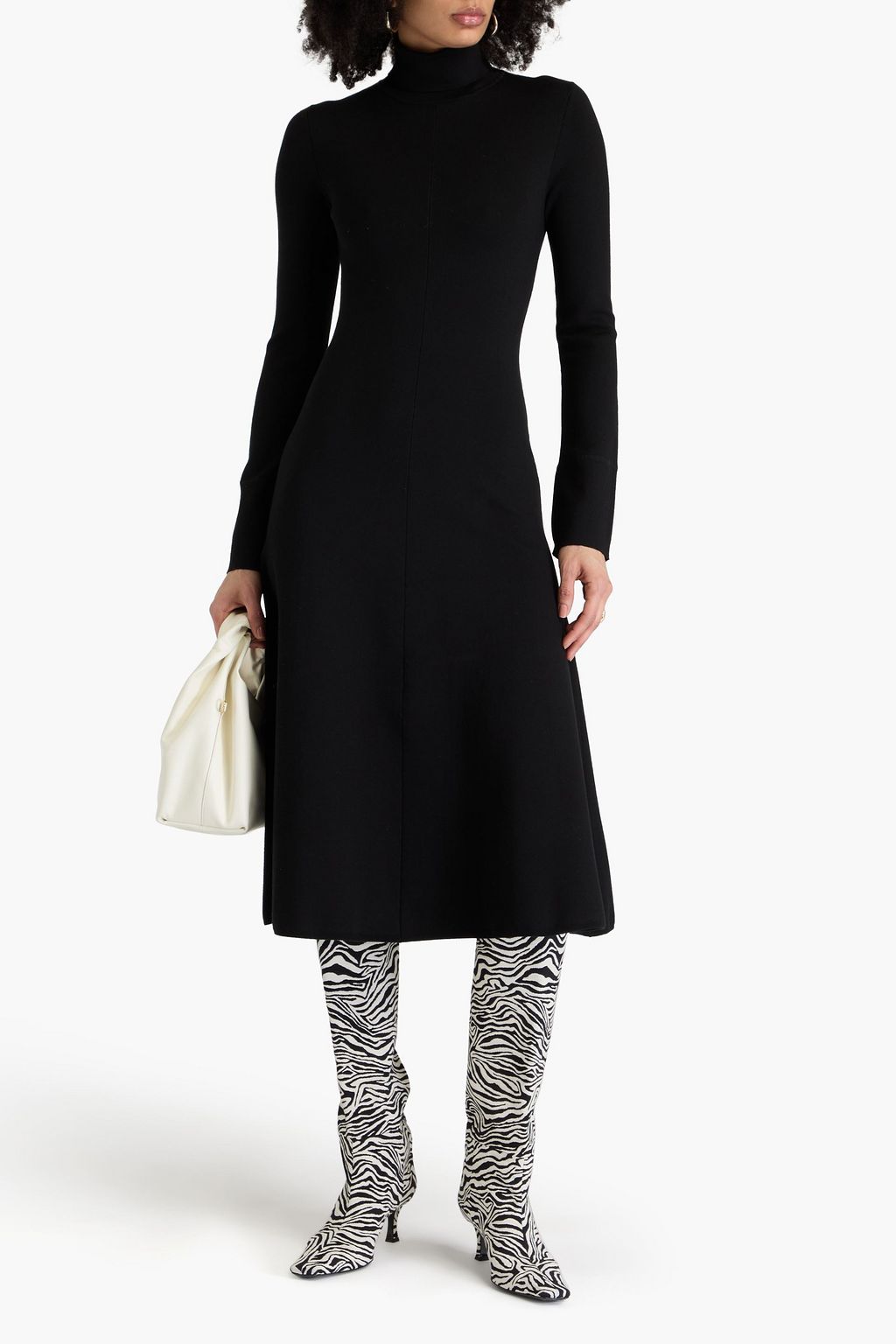 JOSEPH Silk-blend turtleneck midi dress