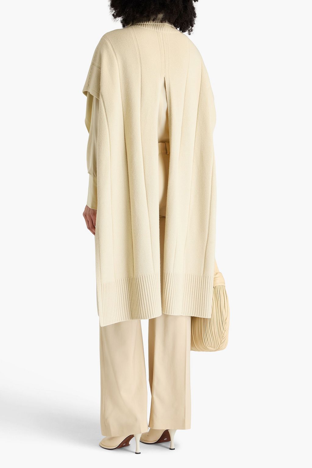 JOSEPH Ribbed merino wool turtleneck poncho