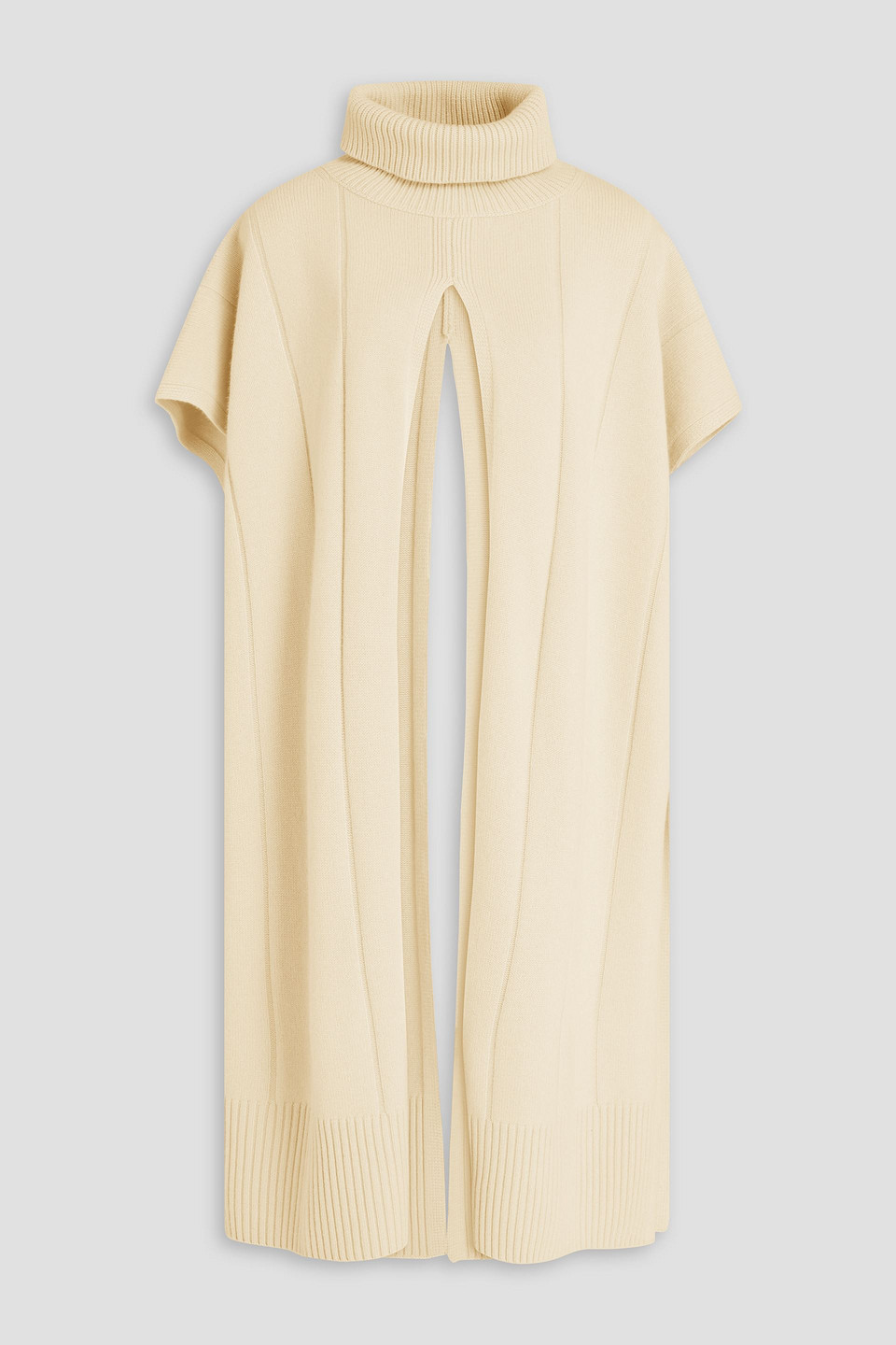 Joseph Ribbed Merino Wool Turtleneck Poncho In Neutral