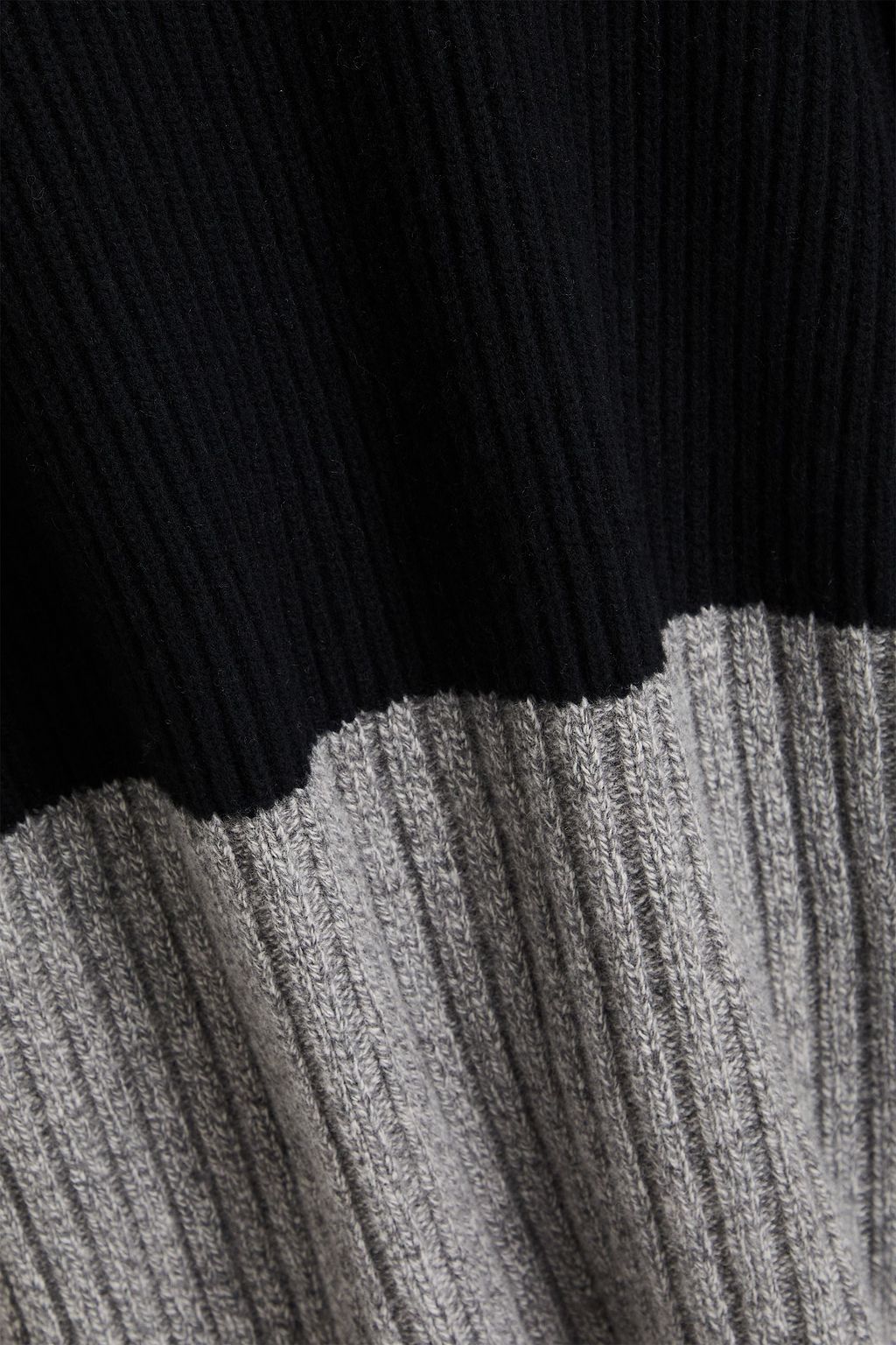 JOSEPH Two-tone ribbed merino wool and cashmere-blend turtleneck sweater