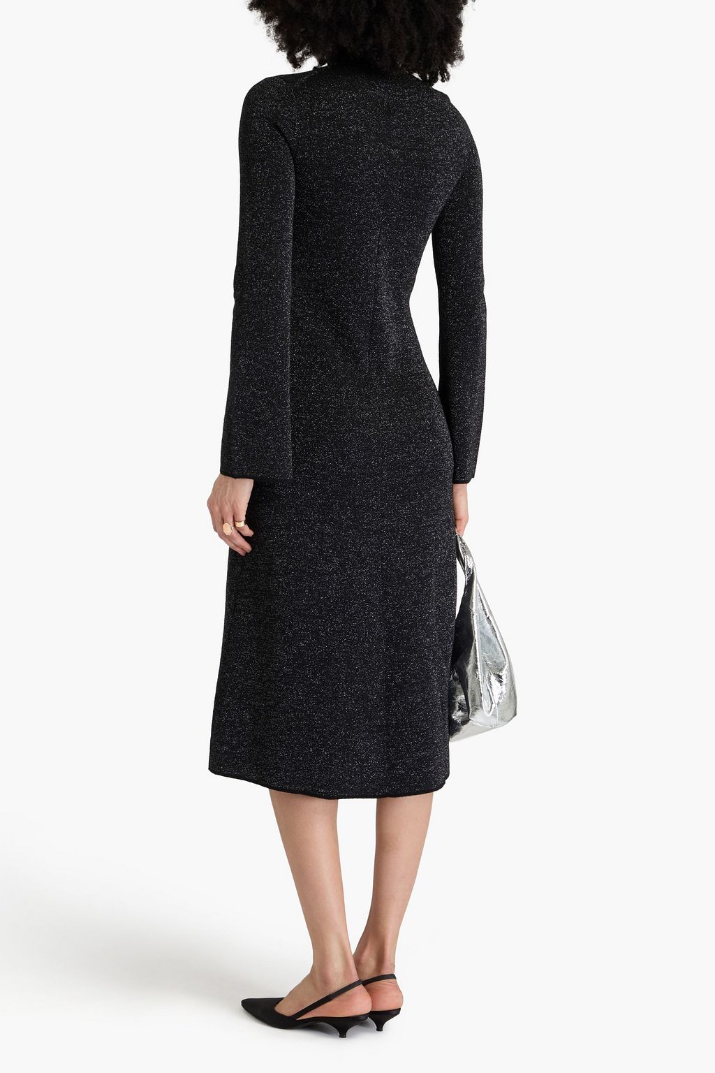 JOSEPH Metallic merino wool-blend turtleneck midi dress