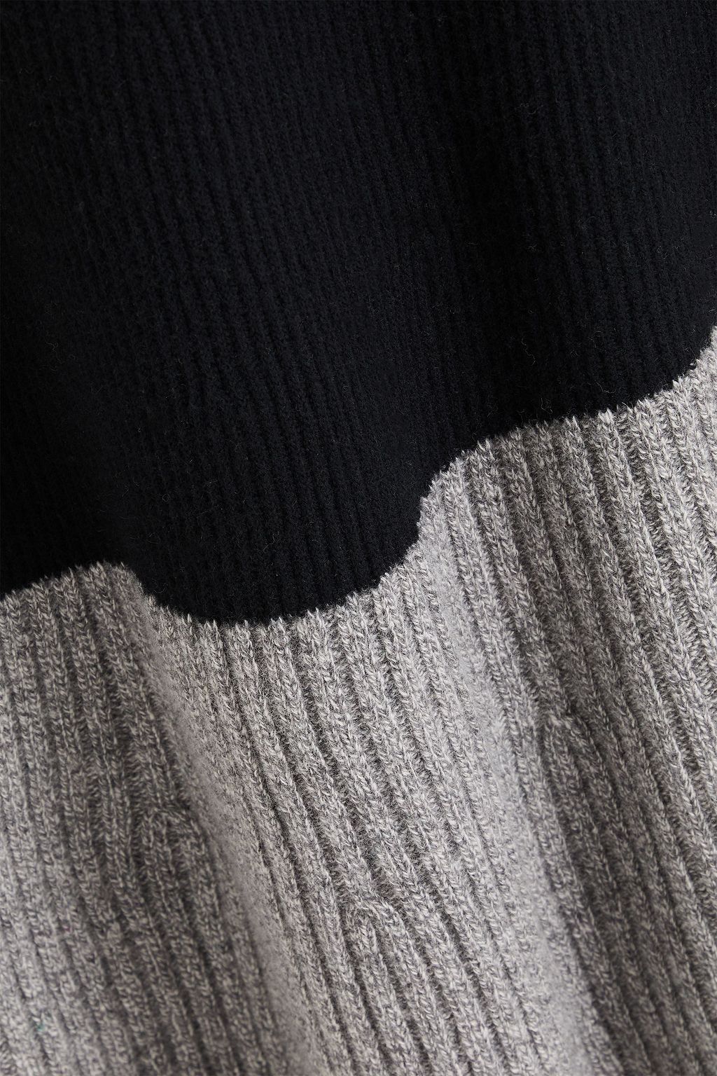 JOSEPH Two-tone ribbed merino wool-blend midi dress