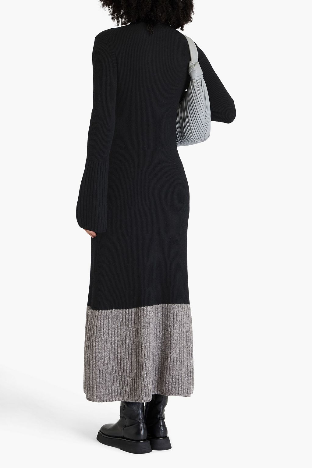 JOSEPH Two-tone ribbed merino wool-blend midi dress