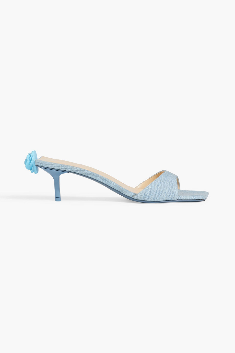 Magda Butrym Floral-appliquéd Denim Mules In Light Denim