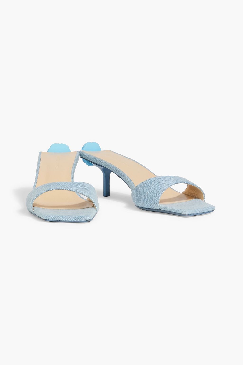 MAGDA BUTRYM Floral-appliquéd denim mules