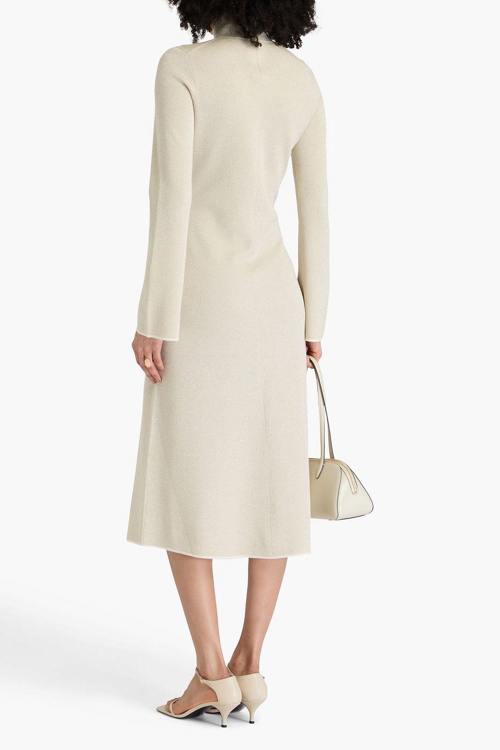 JOSEPH Metallic merino wool-blend turtleneck midi dress