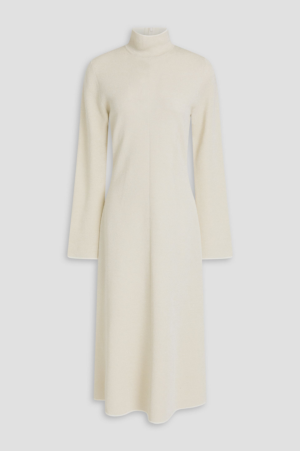 Joseph Metallic Merino Wool-blend Turtleneck Midi Dress In White