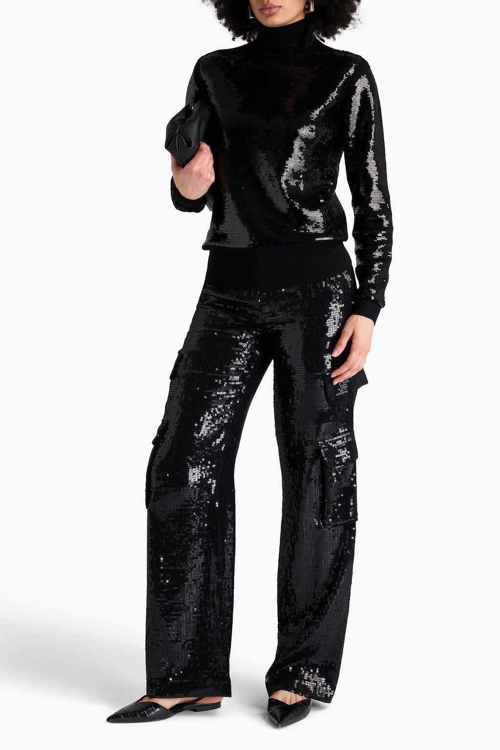 JOSEPH Sequined wool-blend turtleneck sweater