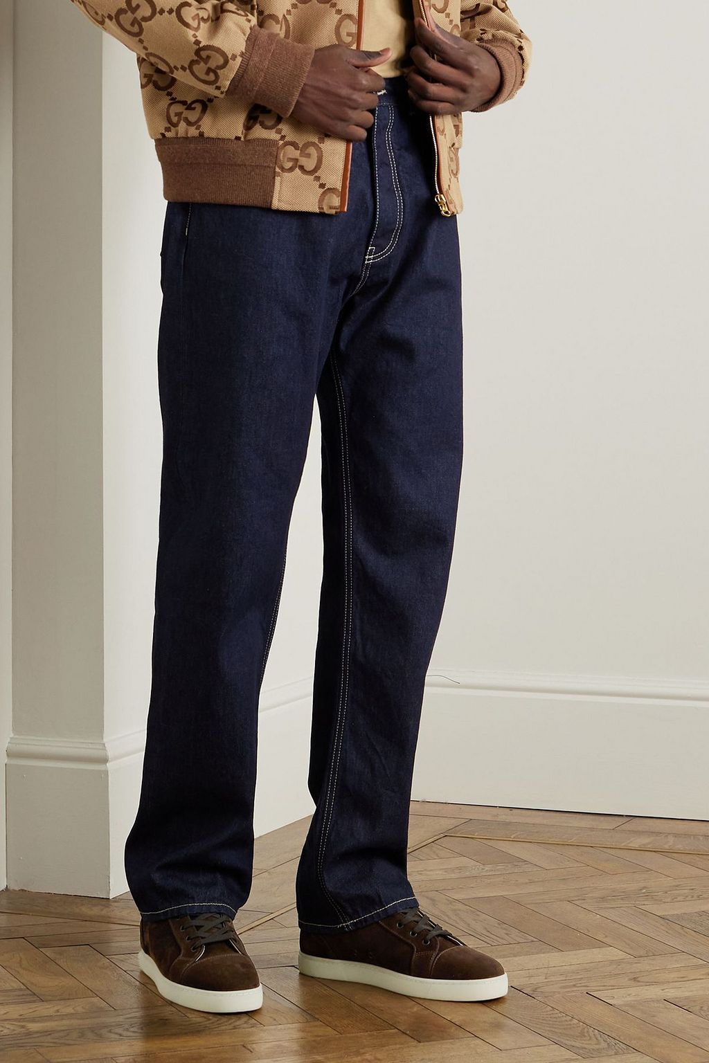 CHRISTIAN LOUBOUTIN Louis logo-embellished suede high-top sneakers