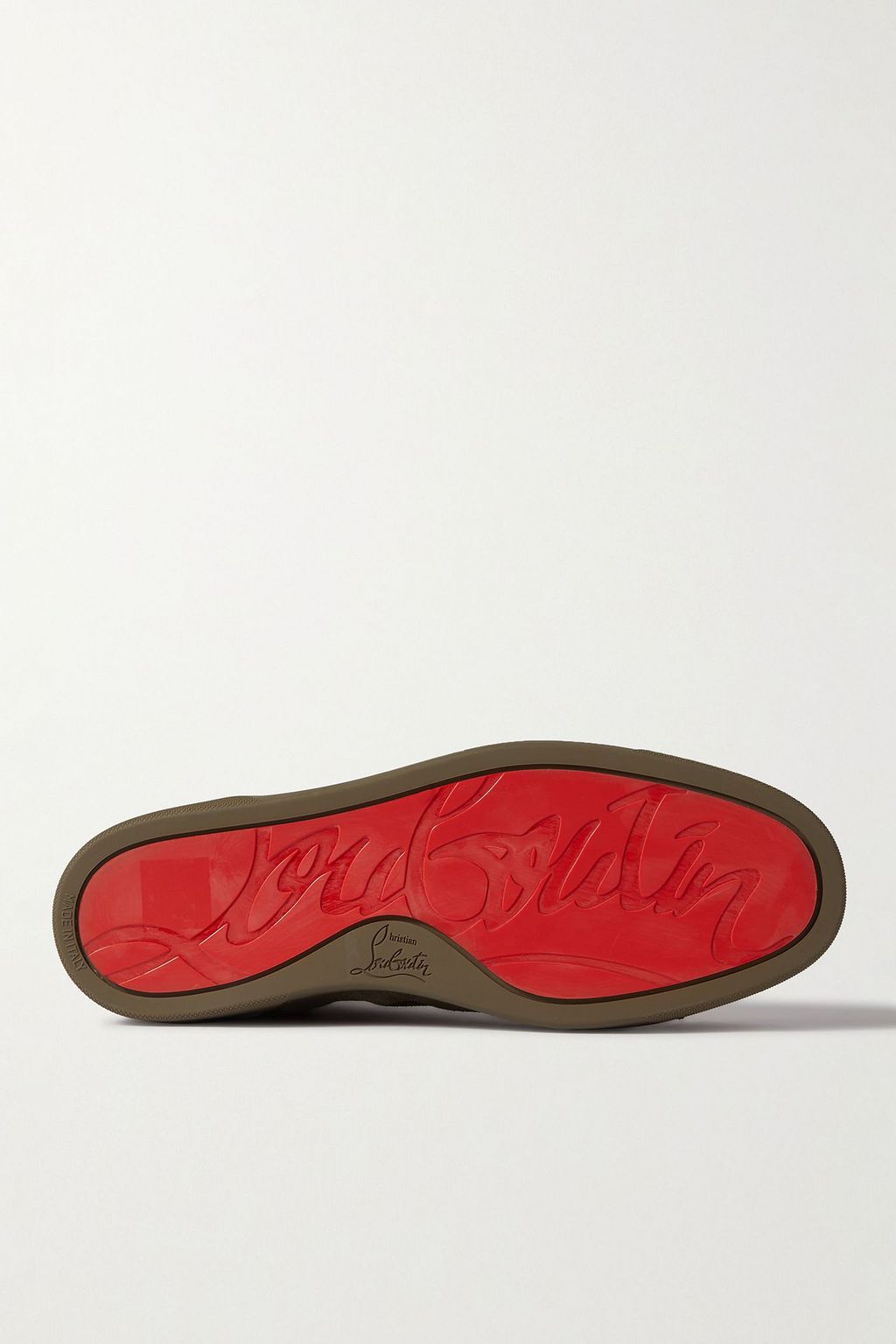 CHRISTIAN LOUBOUTIN Louis grosgrain-trimmed spiked suede high-top sneakers