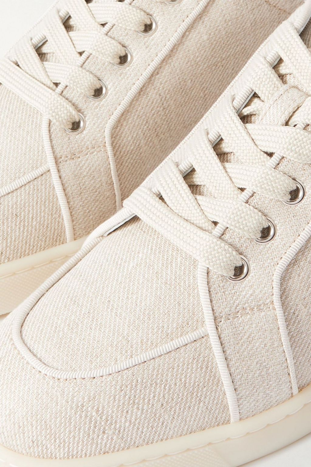 CHRISTIAN LOUBOUTIN Rantulow grosgrain-trimmed linen-canvas sneakers