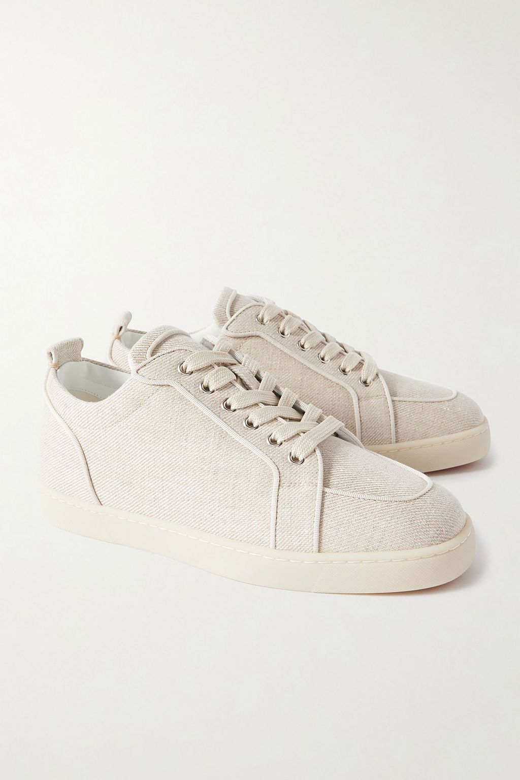 CHRISTIAN LOUBOUTIN Rantulow grosgrain-trimmed linen-canvas sneakers