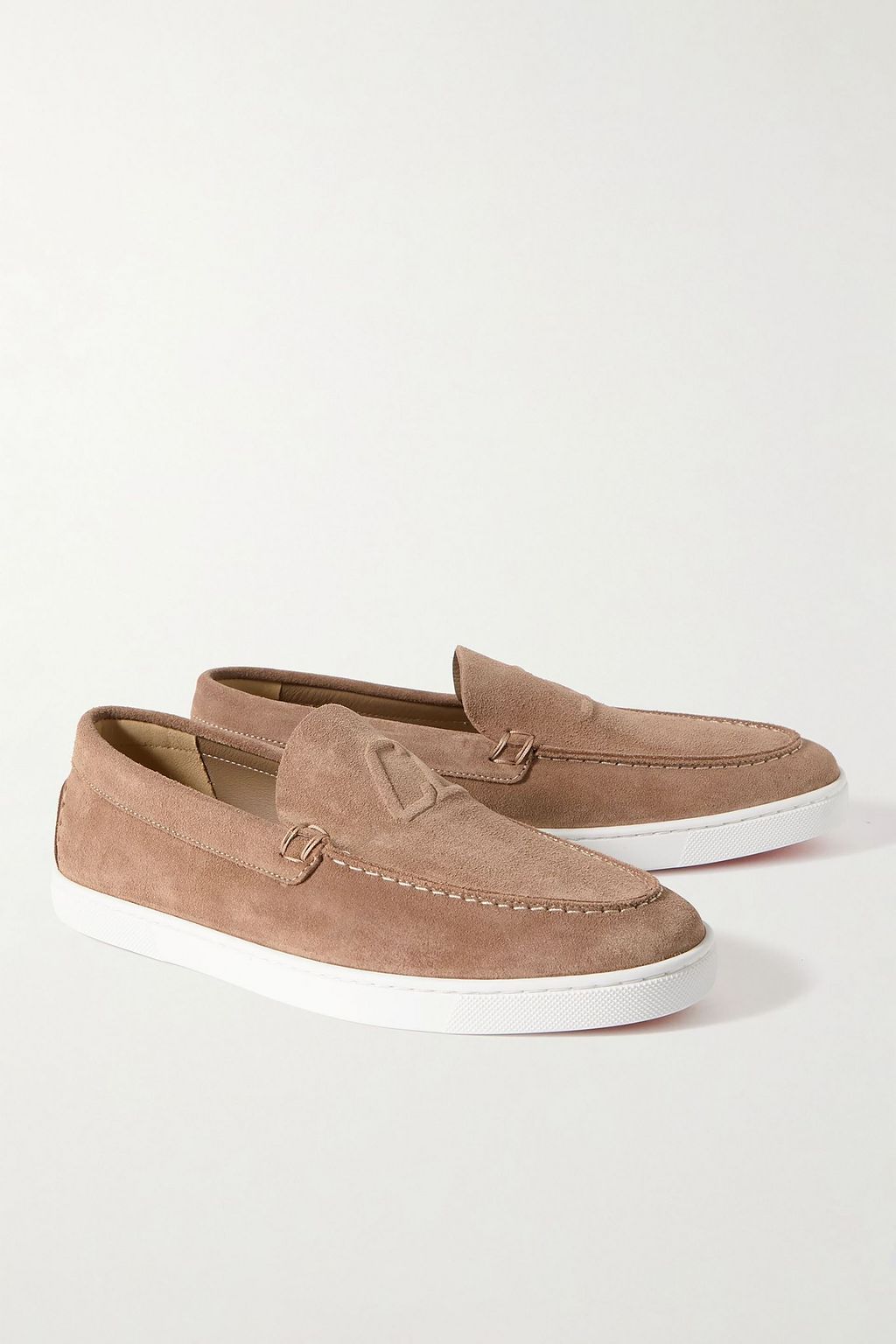 CHRISTIAN LOUBOUTIN Varsiboat logo-embossed suede loafers