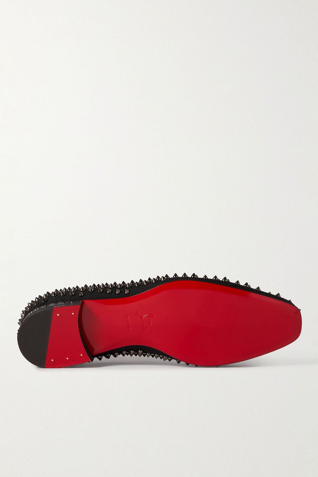 CHRISTIAN LOUBOUTIN Dandelion grosgrain-trimmed studded knitted loafers
