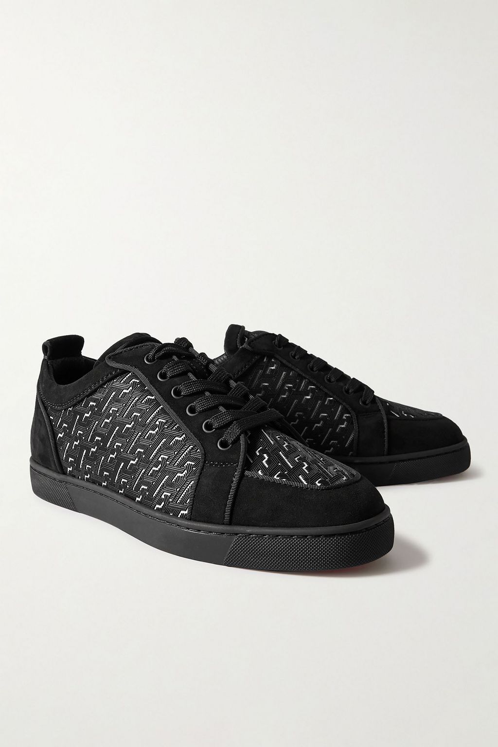CHRISTIAN LOUBOUTIN Rantulow rubber-trimmed mesh and suede sneakers