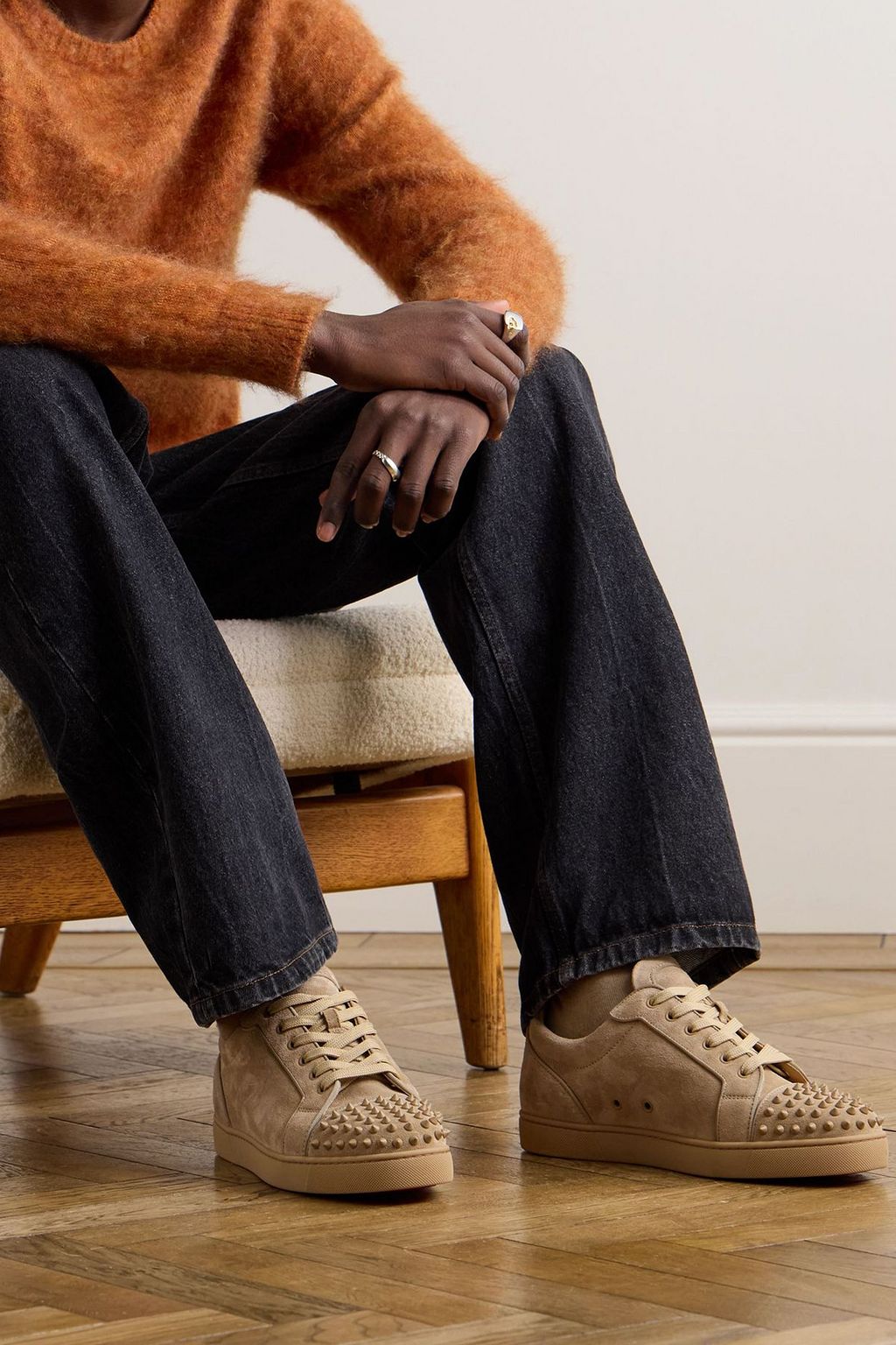 CHRISTIAN LOUBOUTIN Louis Junior spiked suede sneakers