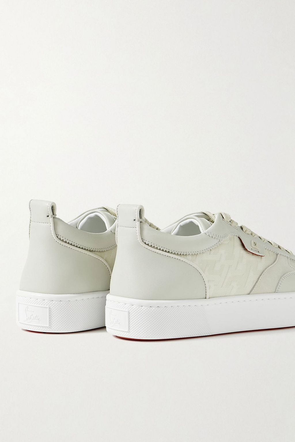 CHRISTIAN LOUBOUTIN Happyrui suede-trimmed leather and canvas-jacquard sneakers