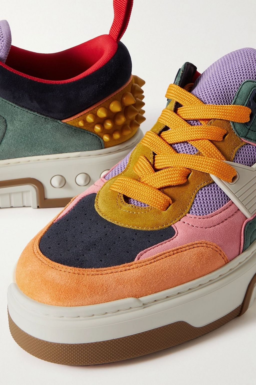 CHRISTIAN LOUBOUTIN Astroloubi spiked suede and mesh sneakers