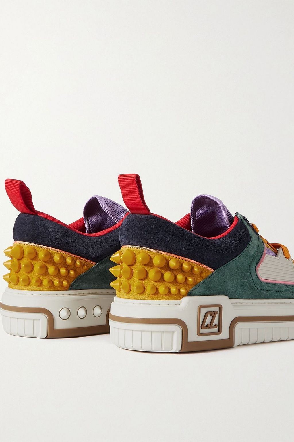 CHRISTIAN LOUBOUTIN Astroloubi spiked suede and mesh sneakers