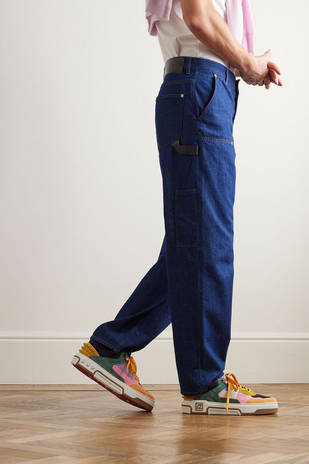 CHRISTIAN LOUBOUTIN Astroloubi spiked suede and mesh sneakers
