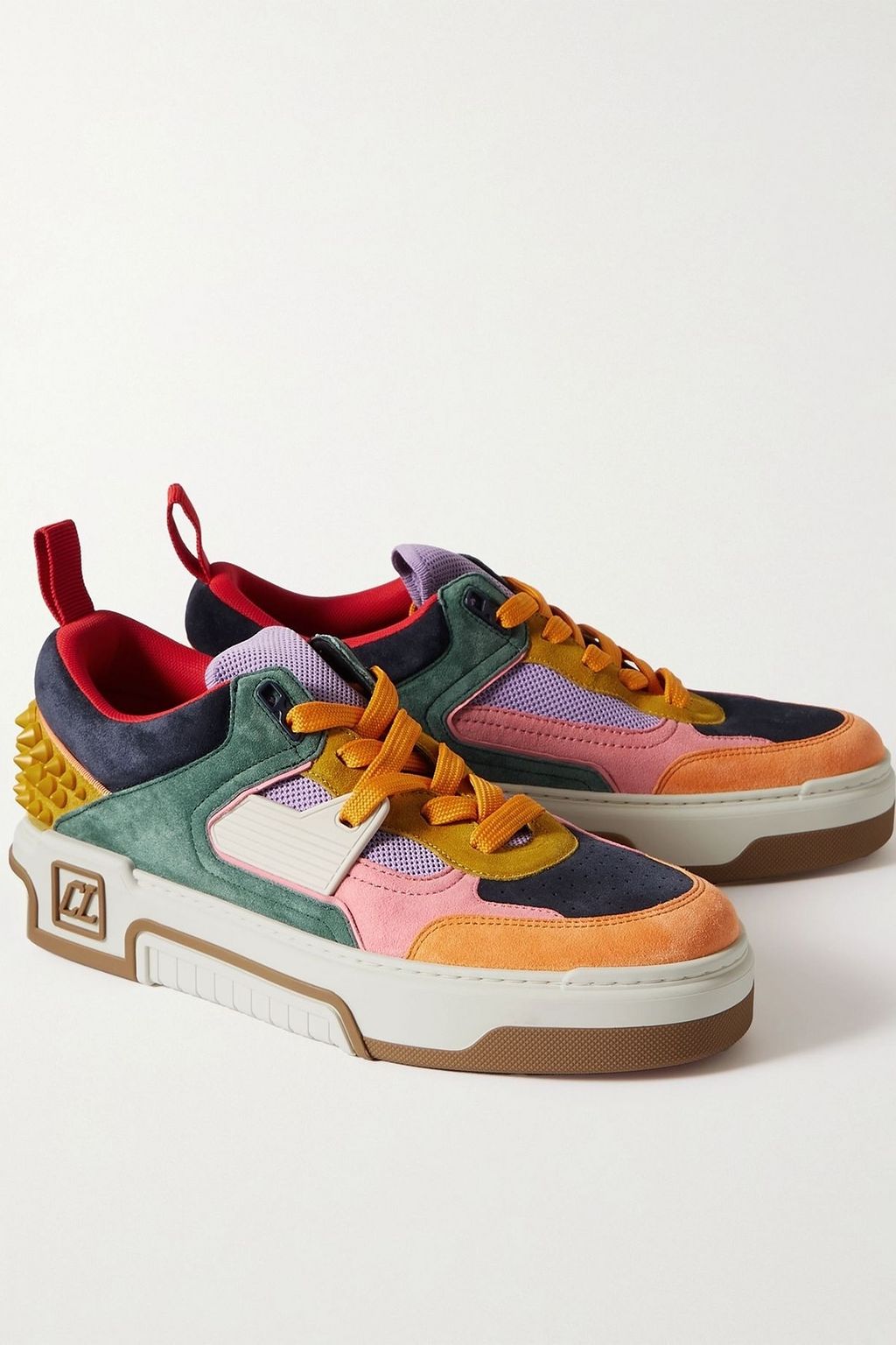 CHRISTIAN LOUBOUTIN Astroloubi spiked suede and mesh sneakers