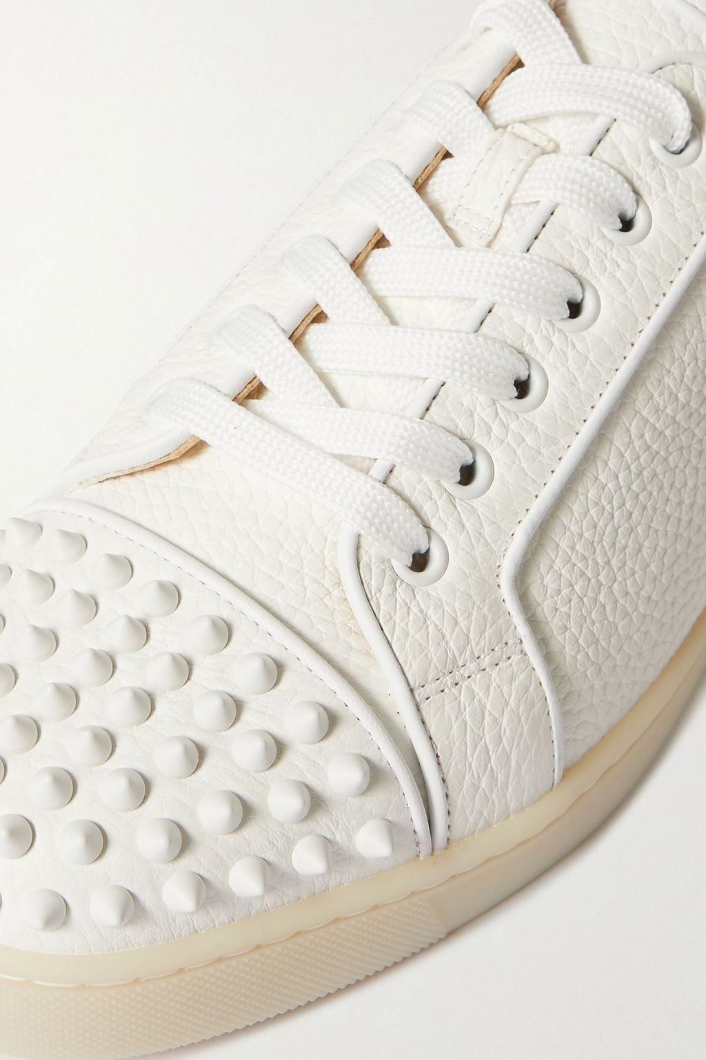 CHRISTIAN LOUBOUTIN Louis Junior Spikes cap-toe pebbled-leather sneakers