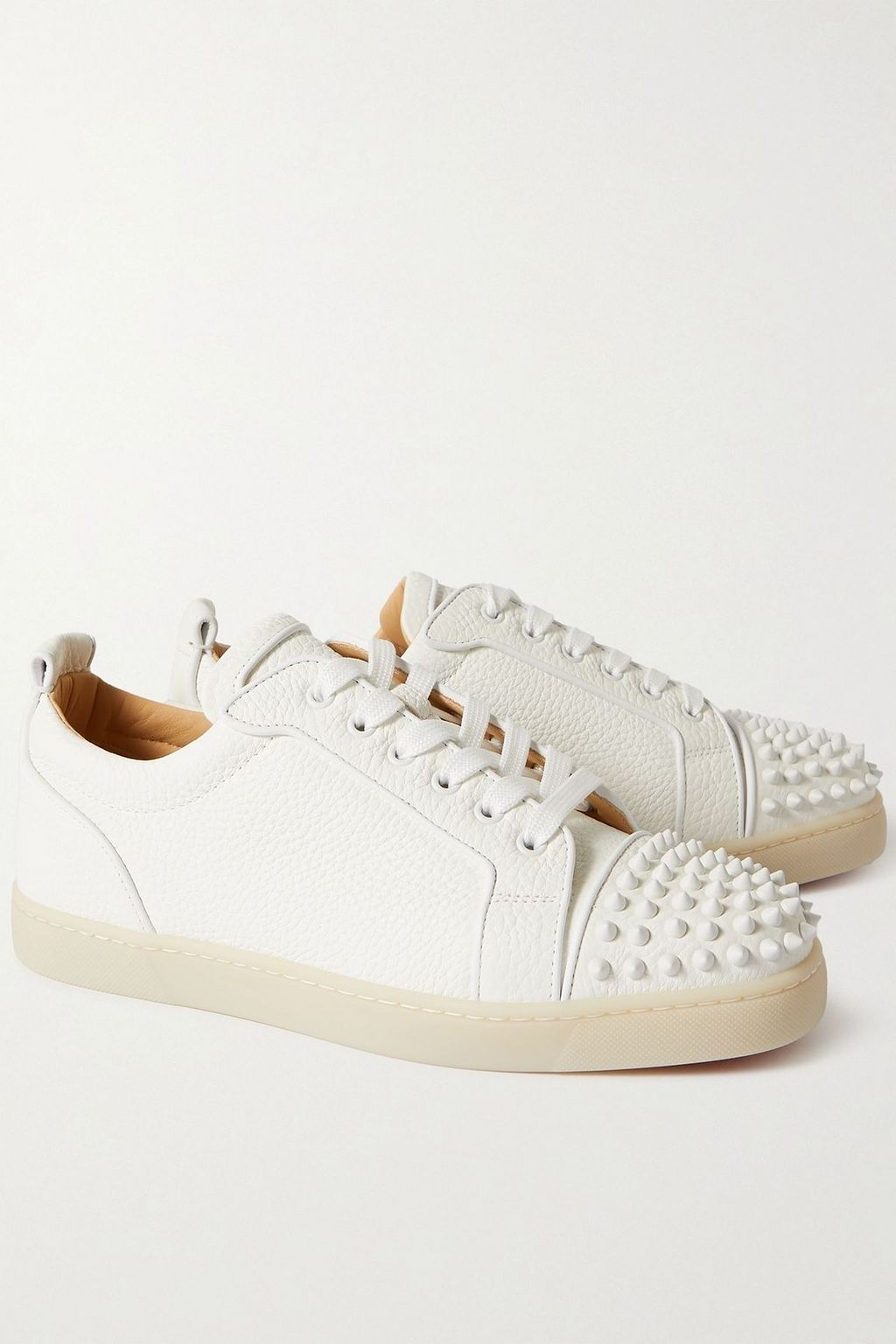 CHRISTIAN LOUBOUTIN Louis Junior Spikes cap-toe pebbled-leather sneakers