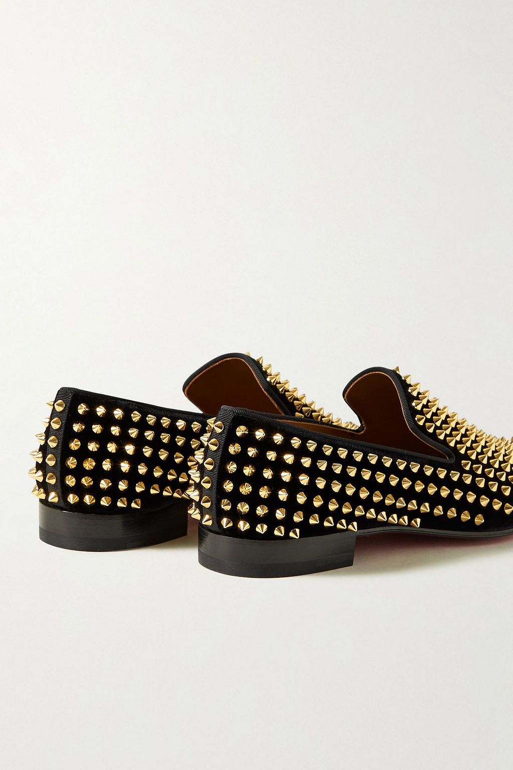 CHRISTIAN LOUBOUTIN Dandelion grosgrain-trimmed studded velvet loafers