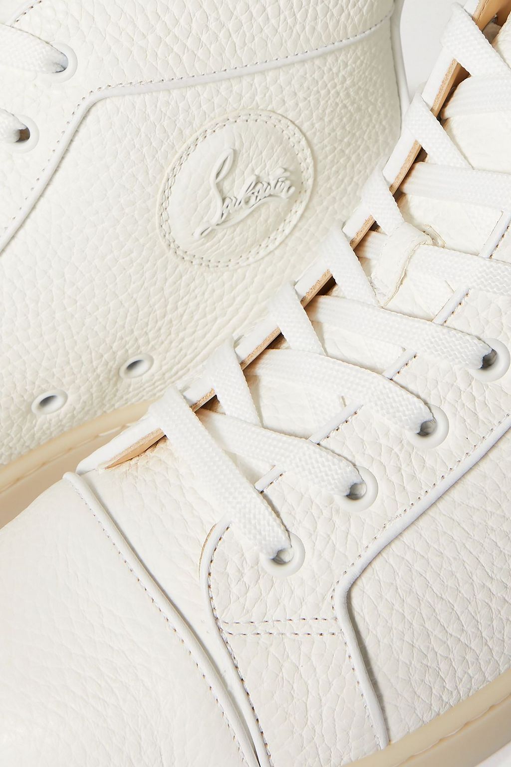 CHRISTIAN LOUBOUTIN Louis Orlato pebbled-leather high-top sneakers