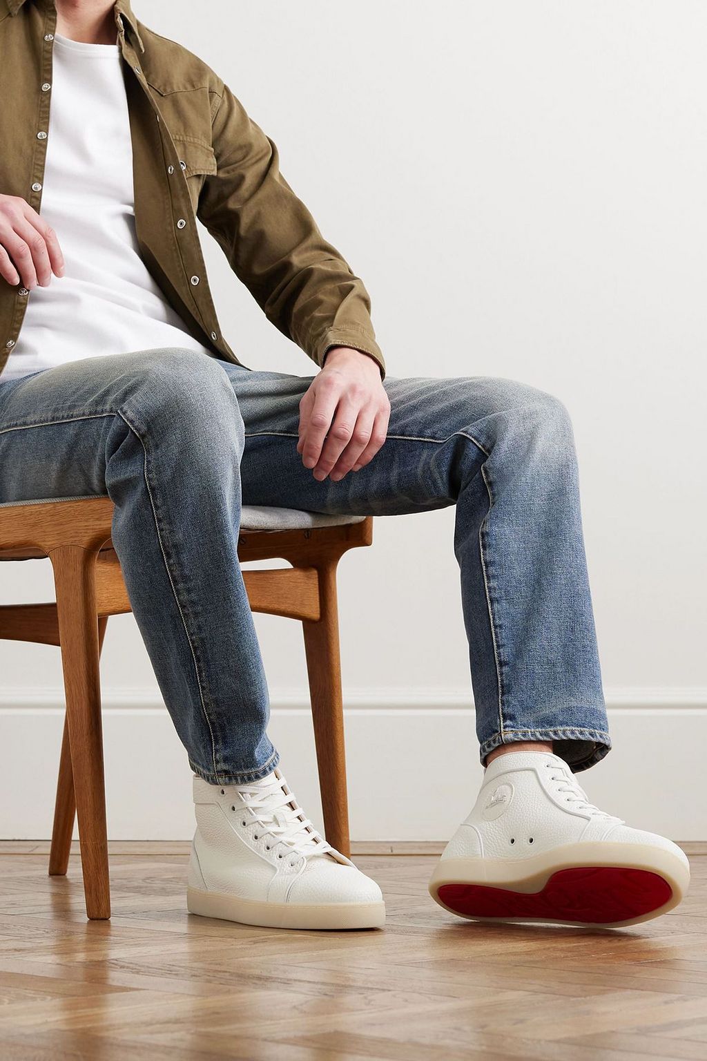 CHRISTIAN LOUBOUTIN Louis Orlato pebbled-leather high-top sneakers