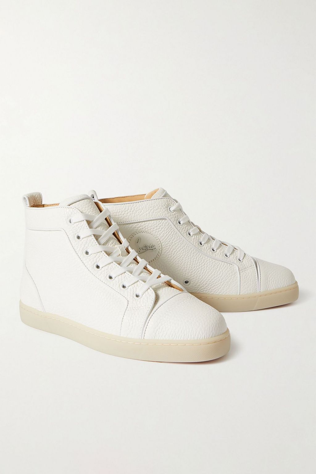 CHRISTIAN LOUBOUTIN Louis Orlato pebbled-leather high-top sneakers
