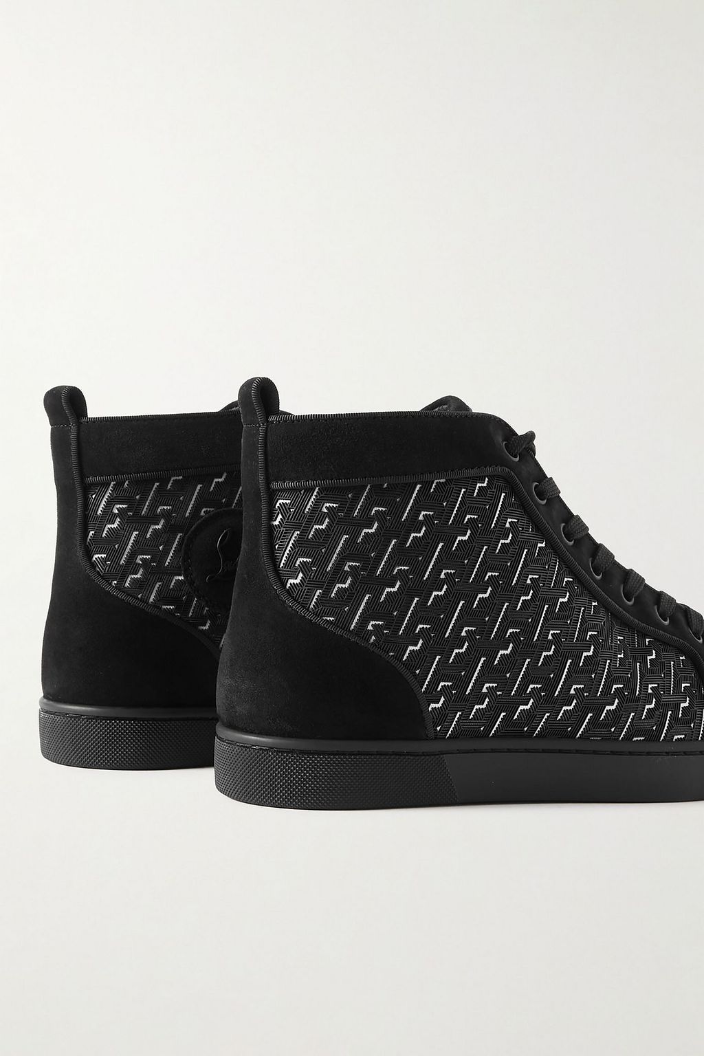 CHRISTIAN LOUBOUTIN Louis Orlato rubber-trimmed coated-canvas and suede high-top sneakers